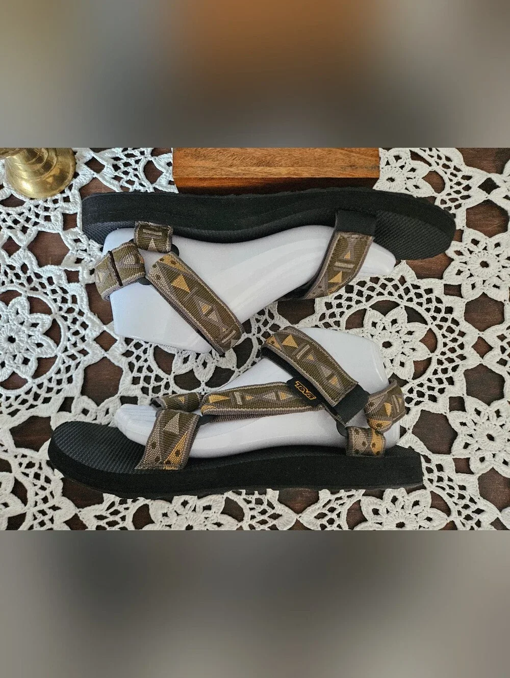 Teva Original Universal Topanga Olive Boho Geometric Earthy Sandals Size 8